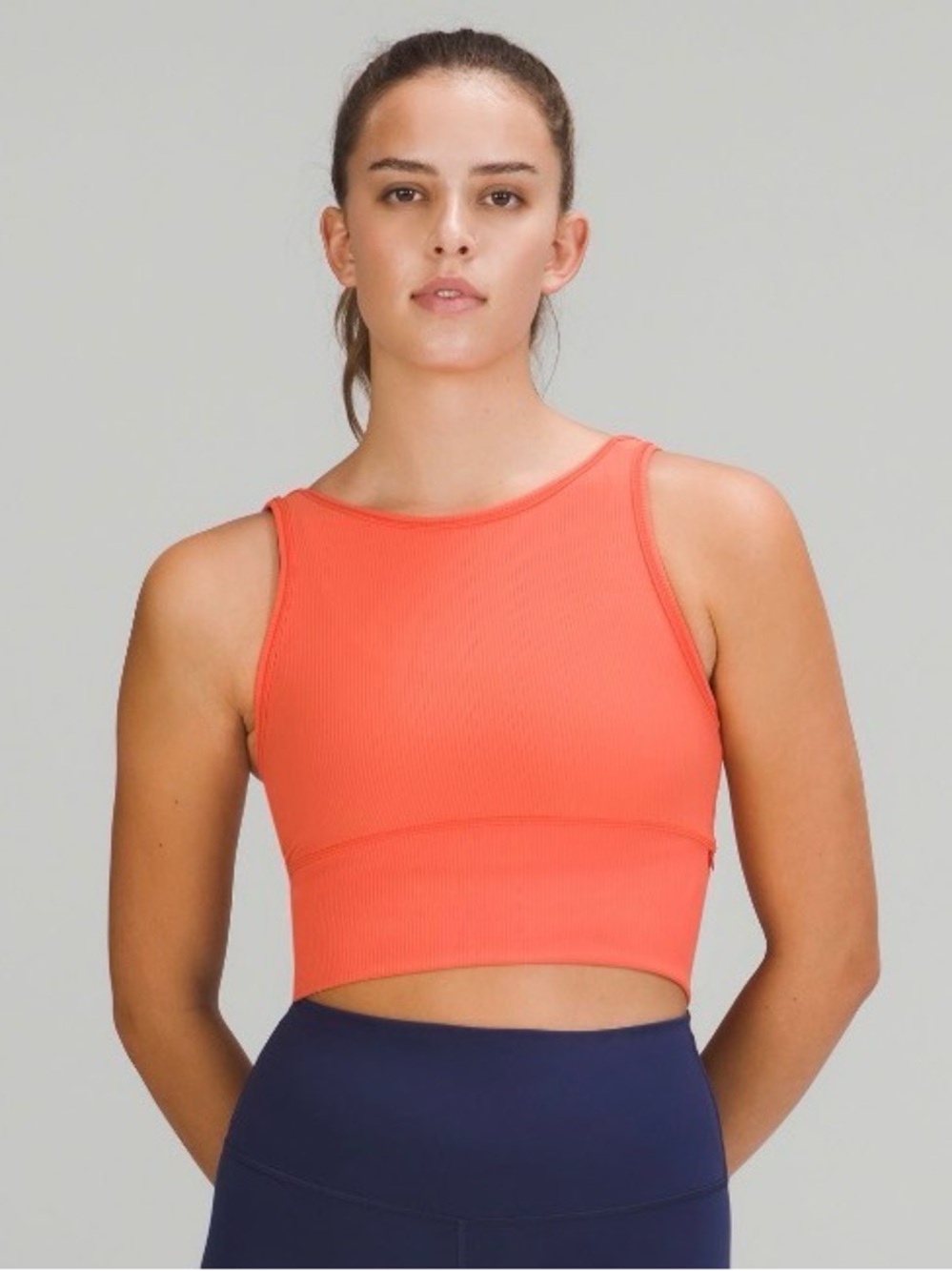 Lululemon Power Pivot Ribbed Tank Top Sz 6 Warm Coral
